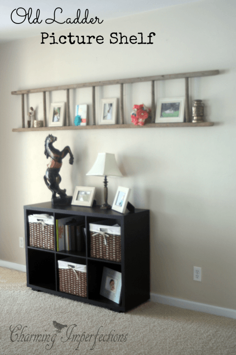 You'll never believe how easy it is to take an old piece an make a huge statement like this old ladder did. The wall was big and empty before, and now hold character and sentimentality.